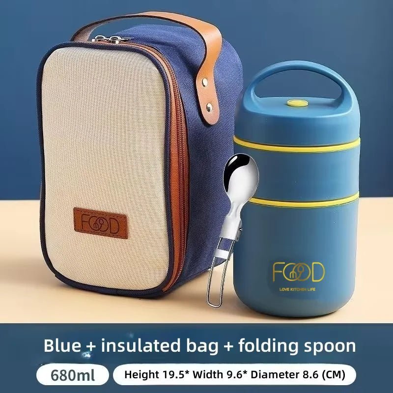 Sac à lunch isotherme en acier inoxydable, tasse à bouillie thermique, chauffe - aliments, tasse à soupe thermos, boîte à lunch pour enfants, école, extérieur, 680ml - Cuisine élégante