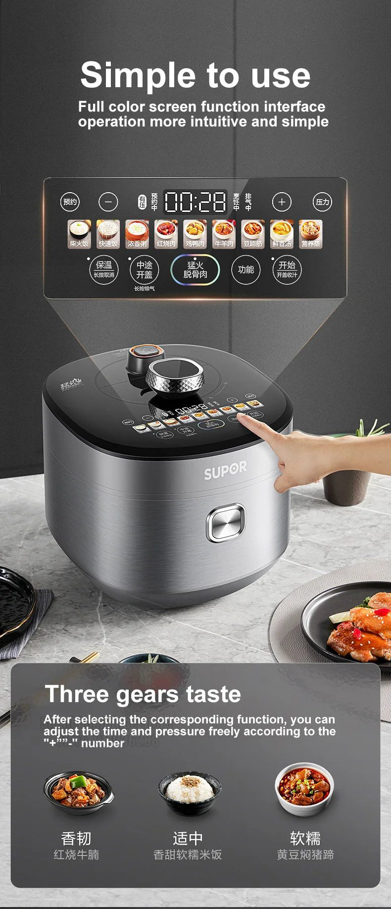 SUPOR-Autocuiseur électrique intelligent à double revêtement, cuiseur à riz multifonction, appareils de cuisine, 112kPa, IH, 220V - Cuisine élégante