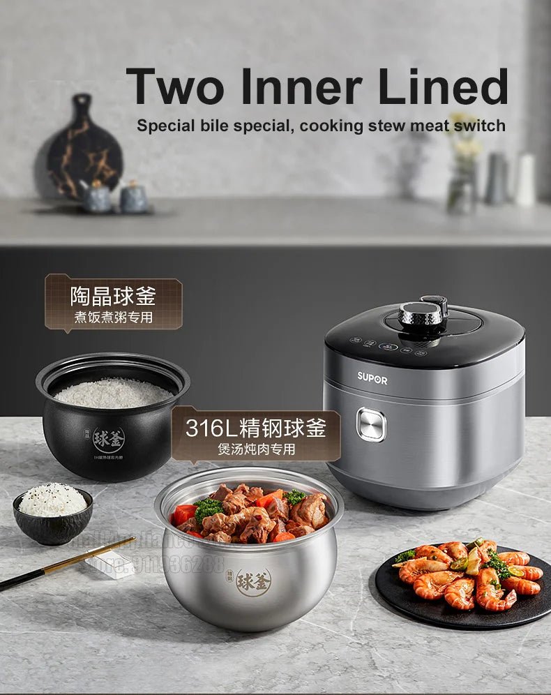 SUPOR-Autocuiseur électrique intelligent à double revêtement, cuiseur à riz multifonction, appareils de cuisine, 112kPa, IH, 220V - Cuisine élégante