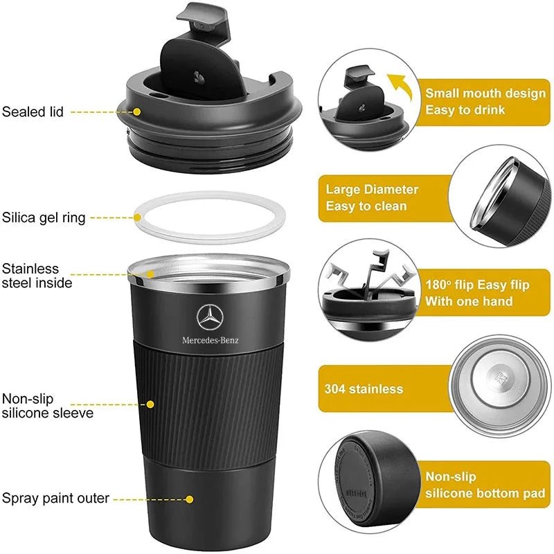 Tasse à café Thermos en acier inoxydable, pour Mercedes Benz AMG W203 W206 W220 W205 W211 W212 W201 W210 W108 GLC GLK GLA GLB - Cuisine élégante
